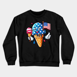 Ice Cream 4th Of July Cool Dessert Patriotic Kids Toddler Crewneck Sweatshirt